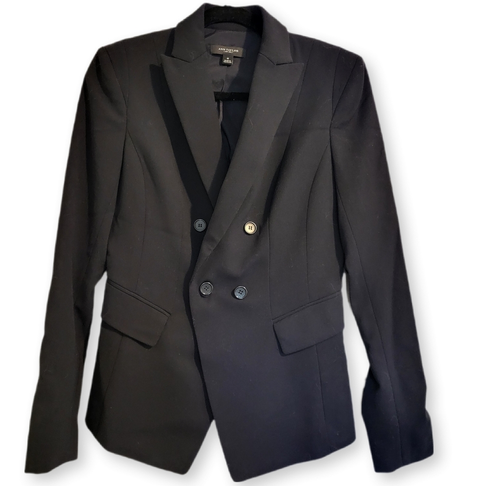 Ann Taylor Black Blazer Women’s Size 0 | Fitted Double Breasted Workwear
